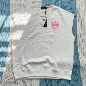 Pink Pony by Polo Ralph Lauren White Cut off Sweatshirt with Pink Pony Logo